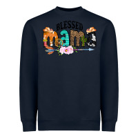Navy Blessed Mama Heavyweight Sweatshirt - CowCowDesign