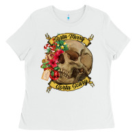 White Sorta merry sorta scary skull Ladies Tee - NancyCooperArtShop
