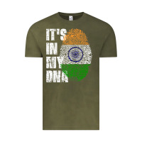 Vintage Olive IT'S IN MY DNA India Flag Indian Vintage Tee - lanVoArt