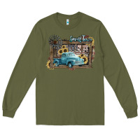 Army Green Small town USA truck 4th of july Long Sleeve Tee - HowdyJamesFarm