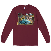 Burgundy Small town USA truck 4th of july Long Sleeve Tee - HowdyJamesFarm