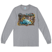 Heather Grey Small town USA truck 4th of july Long Sleeve Tee - HowdyJamesFarm