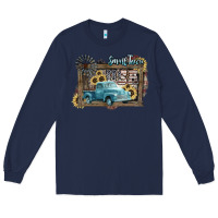 Navy Small town USA truck 4th of july Long Sleeve Tee - HowdyJamesFarm