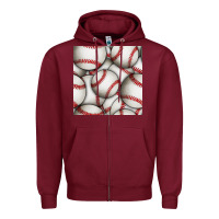 Burgundy baseball seamless pattern Zipper Hoodie - BundleAndBundleShop