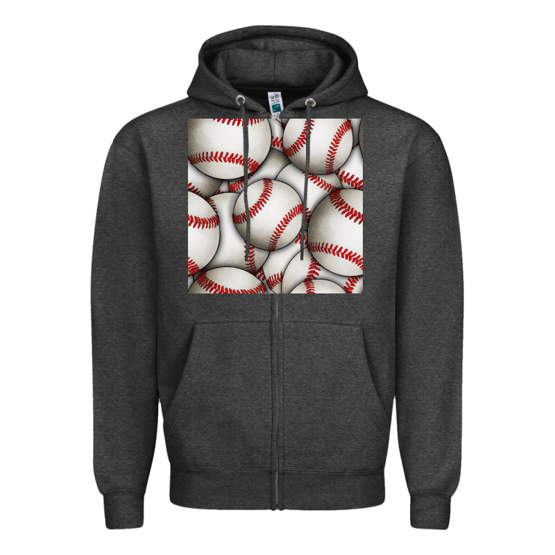 Baseball Seamless Pattern Zipper Hoodie by BundleAndBundleShop | Teevron