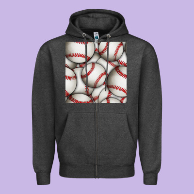 Baseball Seamless Pattern Zipper Hoodie Designed By Bundleandbundleshop