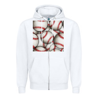 White baseball seamless pattern Zipper Hoodie - BundleAndBundleShop