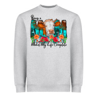 Heather Grey Being a Mom Makes My Life Complete Heavyweight Sweatshirt - CowCowDesign