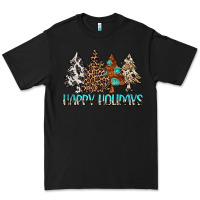 Black Happy Holidays Trees Premium Tee - MaliasSmallBusiness