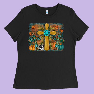 Fall Cross Ladies Tee Designed By Ranaportraitstore