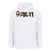 White Believe Christmas Heavyweight Hoodie - CowhideDigitalArt