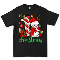 Black My 1st. Christmas with cute snowman Premium Tee - NancyCooperArtShop
