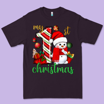 My 1st. Christmas With Cute Snowman Premium Tee Designed By Nancycooperartshop