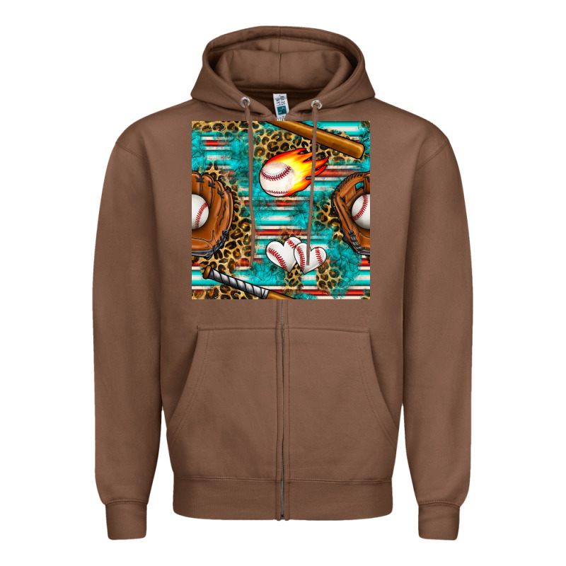 Baseball Glove And Bat With Serape Seamless Pattern Zipper Hoodie by BundleAndBundleShop | Teevron