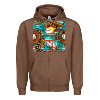 Chestnut baseball glove and bat with serape seamless pattern Zipper Hoodie - BundleAndBundleShop