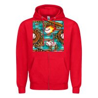 Red baseball glove and bat with serape seamless pattern Zipper Hoodie - BundleAndBundleShop