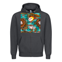 Smoke baseball glove and bat with serape seamless pattern Zipper Hoodie - BundleAndBundleShop