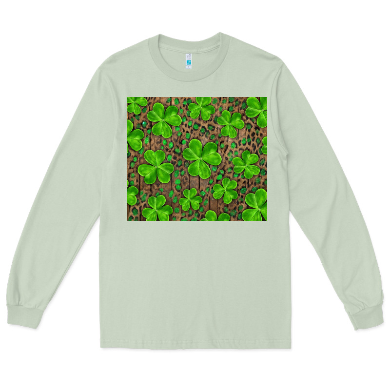 Saint Patricks Day Shamrock And Leopard Long Sleeve Tee by RanaPortraitStore | Teevron
