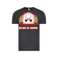 Vintage Black Halloween Bitches Be Trippin Jason Mask Vintage Tee - lanVoArt