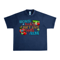 Navy because teachers cant live on apples alone Urban Heavy Tee - NancyCooperArtShop