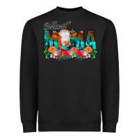 Black Blessed Mama Flowers Cow Heavyweight Sweatshirt - CowCowDesign