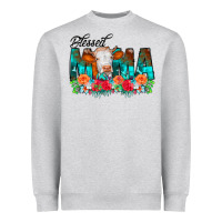 Heather Grey Blessed Mama Flowers Cow Heavyweight Sweatshirt - CowCowDesign
