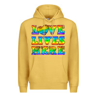 Antique Gold Western Love Lives Here Premium Hoodie - BundleAndBundleShop