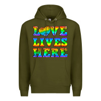 Army Green Western Love Lives Here Premium Hoodie - BundleAndBundleShop
