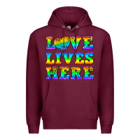 Burgundy Western Love Lives Here Premium Hoodie - BundleAndBundleShop