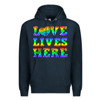 Navy Western Love Lives Here Premium Hoodie - BundleAndBundleShop