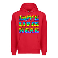 Red Western Love Lives Here Premium Hoodie - BundleAndBundleShop