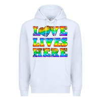 White Western Love Lives Here Premium Hoodie - BundleAndBundleShop