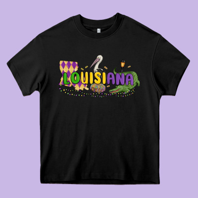 Louisiana Mardi Gras Heavy Core Tee Designed By Maliassmallbusiness