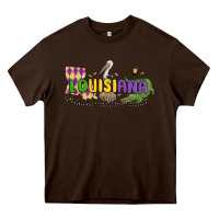 Chocolate Brown louisiana mardi gras Heavy Core Tee - MaliasSmallBusiness