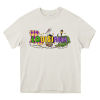 Cream louisiana mardi gras Heavy Core Tee - MaliasSmallBusiness