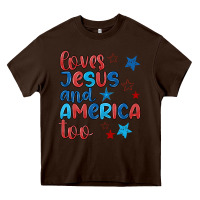 Chocolate Brown love jesus and america too Heavy Core Tee - JahusDesignShop