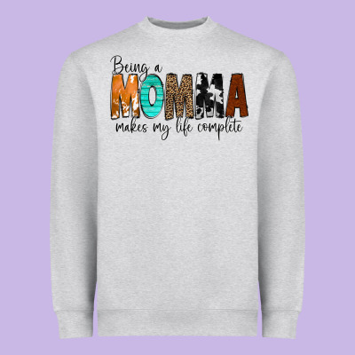 Being A Momma Makes My Life Complete Heavyweight Sweatshirt Designed By Cowcowdesign