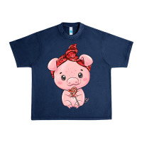 Navy cute pig Urban Heavy Tee - texasbilliewilder