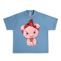 Pebble Blue cute pig Urban Heavy Tee - texasbilliewilder