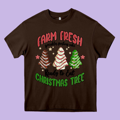 Farm Fresh Christmas Tree Heavy Core Tee Designed By Maliassmallbusiness