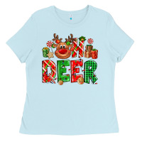 Baby Blue Oh deer Reindeer Ladies Tee - NancyCooperArtShop