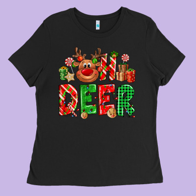 Oh Deer Reindeer Ladies Tee Designed By Nancycooperartshop