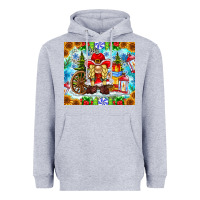 Heather Grey Christmas cowboy gnome Heavyweight Hoodie - CowhideDigitalArt