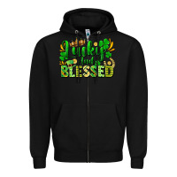 Black lucky and blessed Zipper Hoodie - FaDigitalArtStudio