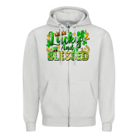 Dove Grey lucky and blessed Zipper Hoodie - FaDigitalArtStudio