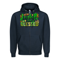 Navy lucky and blessed Zipper Hoodie - FaDigitalArtStudio