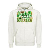 Oatmeal Heather lucky and blessed Zipper Hoodie - FaDigitalArtStudio