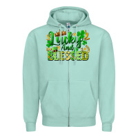 Seafoam lucky and blessed Zipper Hoodie - FaDigitalArtStudio