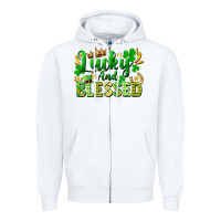 White lucky and blessed Zipper Hoodie - FaDigitalArtStudio