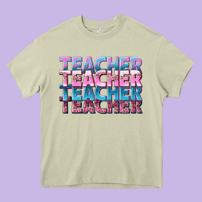 Teacher Stacked Heavy Core Tee Designed By Nancycooperartshop